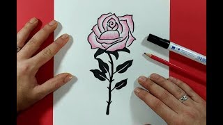 Como dibujar una rosa paso a paso 18  How to draw a rose 18 [upl. by Monreal597]