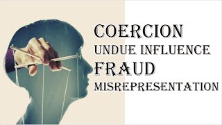 Coercion Undue Influence Fraud Misrepresentation  Indian Contract Act 1872  Law Guru [upl. by Anallise]