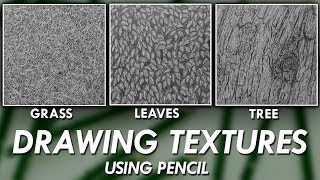 How To DRAW Realistic TEXTURES using PENCILS  Grass Leaves amp Tree Bark [upl. by Nesnar]