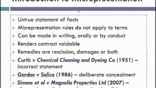 Misrepresentation Lecture 1 of 4 [upl. by Ysteb868]