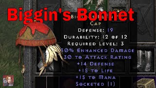 D2R Unique Items  Biggins Bonnet Cap [upl. by Lotsirb]