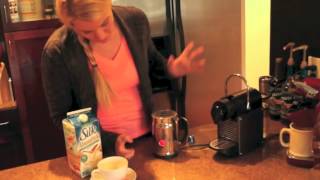 Nespresso Aeroccino Plus Frother Review Frothing Almond Milk [upl. by Nuzzi226]